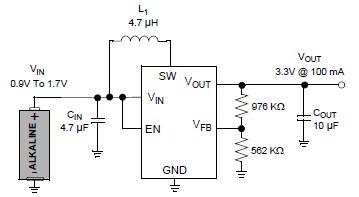 MCP1640 step-up 3.3v DC-DC converter circuit diagram