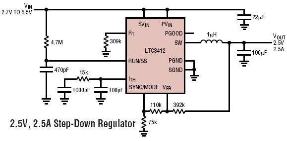 2.5V dc regulator circuit using LTC3412