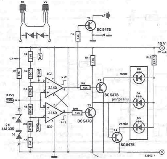 Temperature radiator indicator electronic project circuit diagram