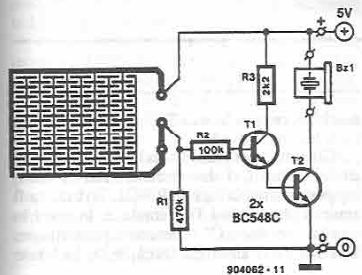 Liquid detector electronic project circuit diagram using transistors