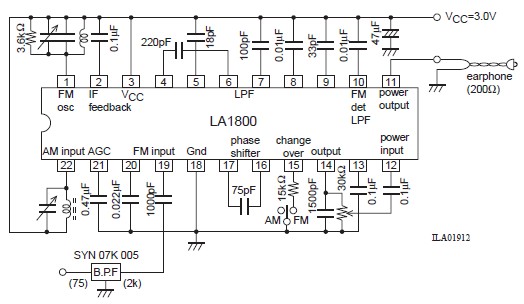 AM FM portable radio circuit diagram using LA1800