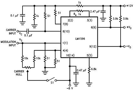 LM1596 balanced modulator schematic circuit project
