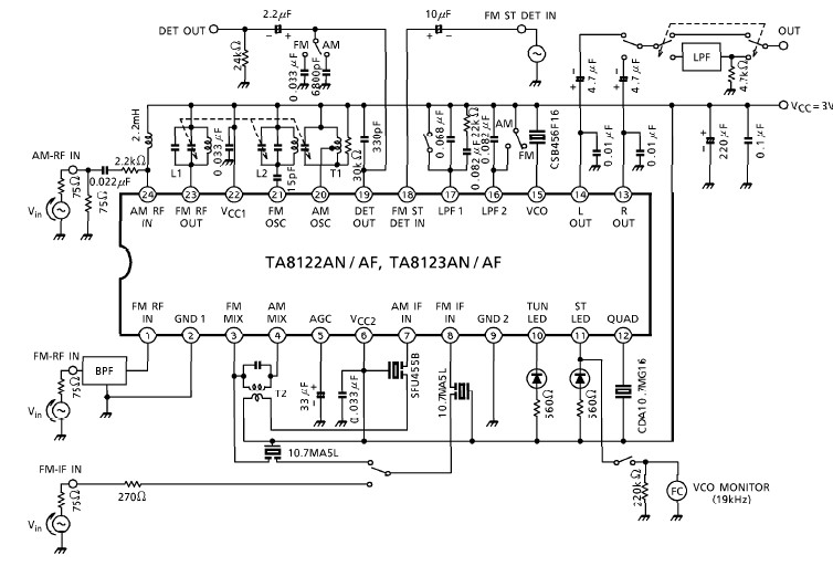 AM FM radio receiver circuit diagram using TA8122