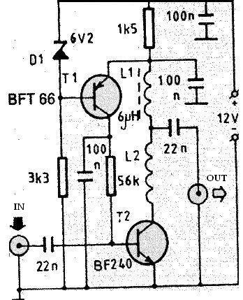 VHF antenna amplifier using transistor