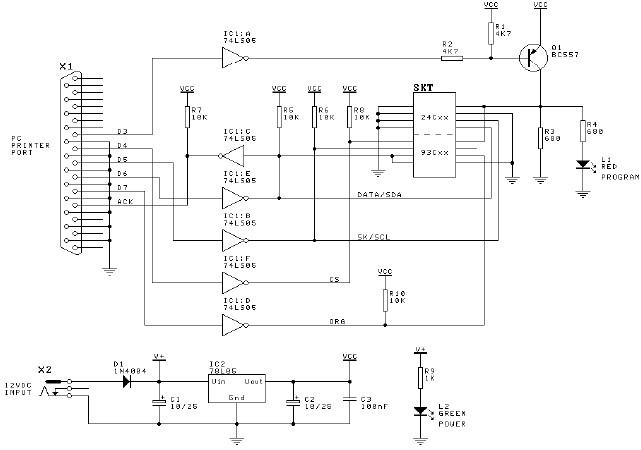 Serial EEPROM programmer circuit diagram