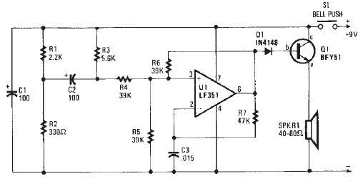 Electronic door buzzer circuit schematic