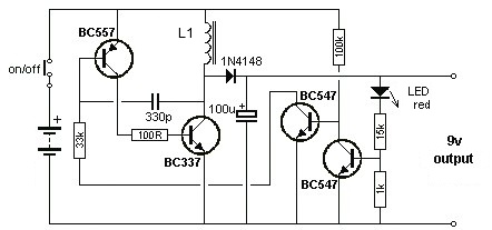 1.5 to 9 volts inverter schematic circuit