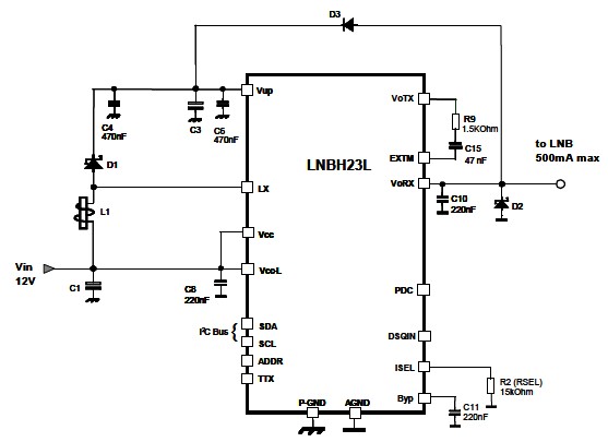 LNBH23L LNB power supply circuit diagram