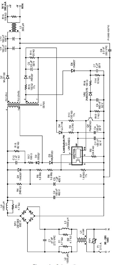  t8 tube driver schematic circuit using LNK406EG IC