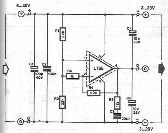 L165 symmetrical power supply circuit diagram project