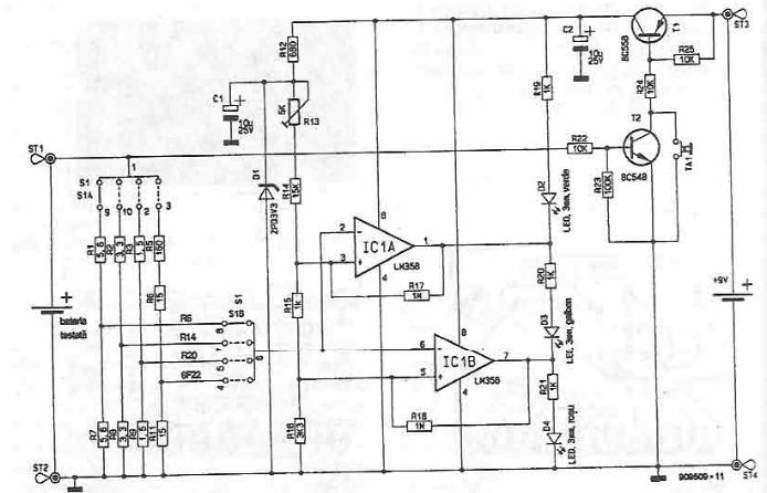 Battery state tester circuit diagram