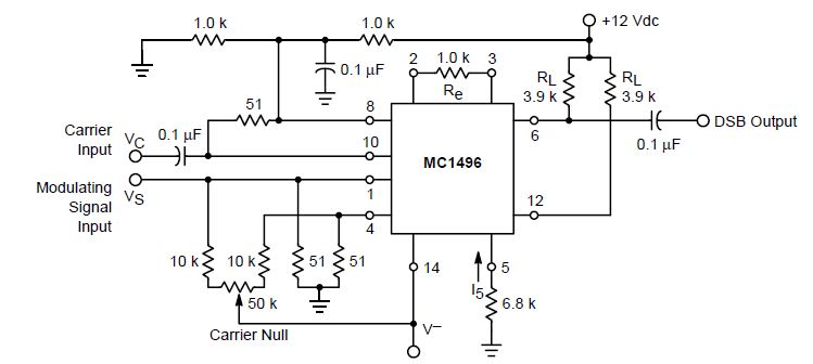 balanced modulator circuit mc1496
