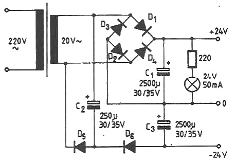 Symmetrical power sources circuit diagram