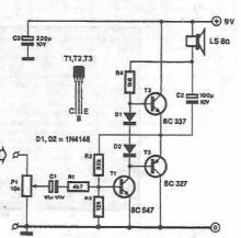 250mW low power audio amplifier circuit diagram project